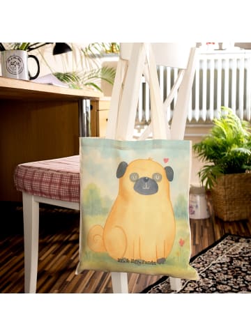 Mr. & Mrs. Panda Tote Bag Mops Design ohne Spruch in Weiß