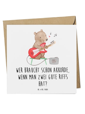 Mr. & Mrs. Panda Einladungskarte E-Gitarre Zwei Riffs mit Spruch in Weiß