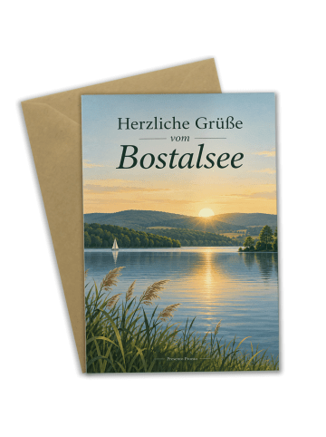 Grußkarte Landschaft ruhig Design mit Spruch in Weiß