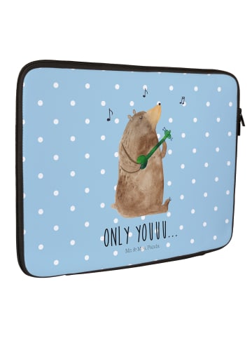 Mr. & Mrs. Panda Laptophülle Bär Gitarre mit Spruch in Blau Pastell