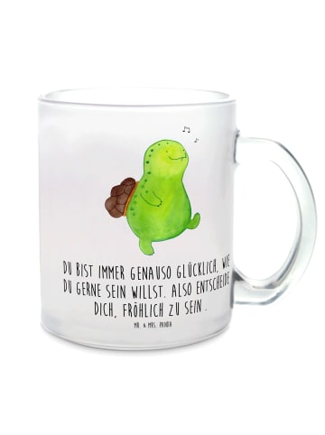 Mr. & Mrs. Panda Teetasse Glas Schildkröte Pfeifen mit Spruch in Transparent