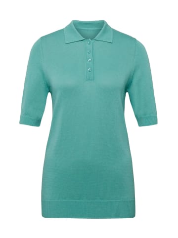 GOLDNER Kurzgröße:  Polopullover Kurzarm Strickpullover mit Kragen in eukalyptus