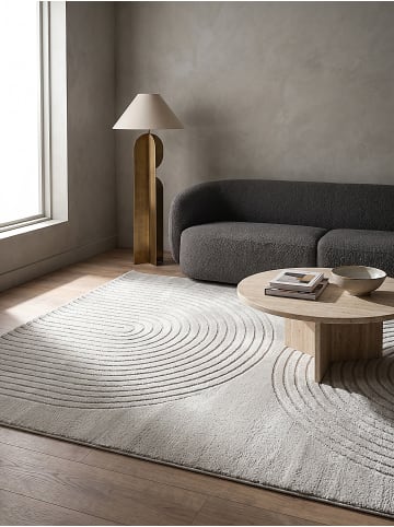 KADIMA DESIGN Teppich Kurzflor Geometrisch pflegeleicht Wohnzimmer Schlafzimmer Flur in Grau