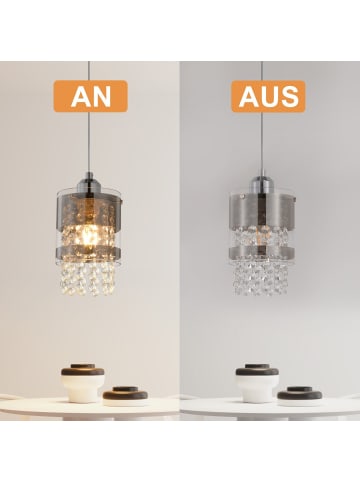 ZMH Pendelleuchte 1-flammige E27 in silber Kristall und Glas Modern Max.40W
