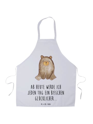 Mr. & Mrs. Panda Schürze Bär sitzend mit Spruch in Weiß