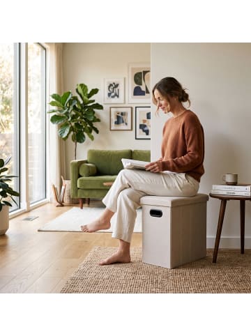 relaxdays Sitzhocker in Beige - (B)46 x (H)49,5 x (T)25,5 cm