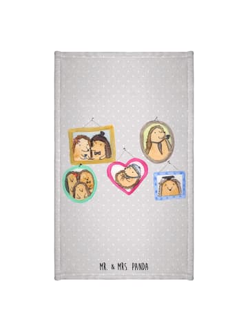 Mr. & Mrs. Panda Handtuch Igel Familie ohne Spruch in Grau Pastell