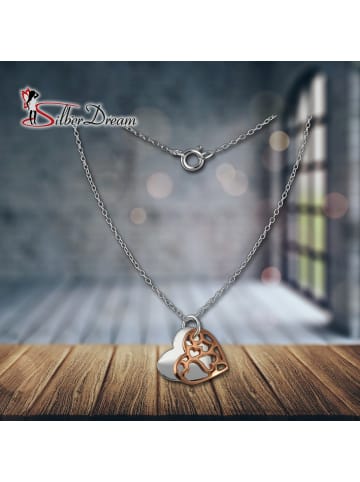 SilberDream 925 Silber vergoldet (Rosegold 585) Damen SilberDream Kette Plakette ca. 45cm