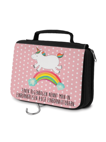 Mr. & Mrs. Panda Make-Up Tasche Einhorn Regenbogen mit Spruch in Rot Pastell