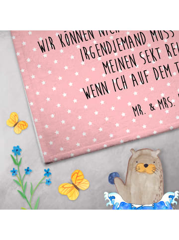 Mr. & Mrs. Panda Handtuch Einhorn König mit Spruch in Rot Pastell