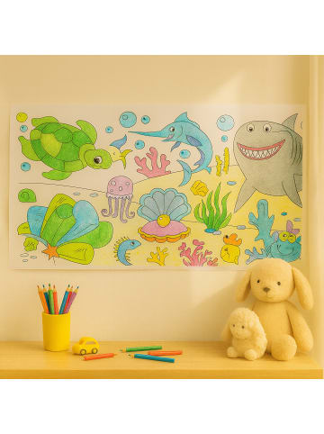 relaxdays 2 x Ausmaltischdecke "Meer" in Weiß – 3 m