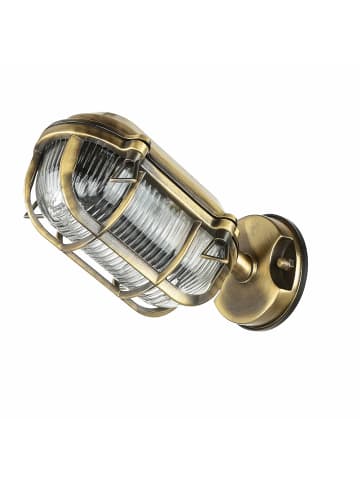 Licht-Erlebnisse Außen Wandlampe (B)13 x (H)15.5 cm in Messing Antik