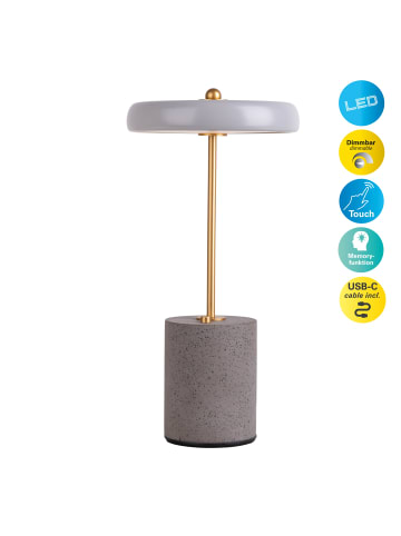 näve LED Tischleuchte "SETA" in grau - (L)15 cm x (B)15 cm x (H)30 cm - EEK G