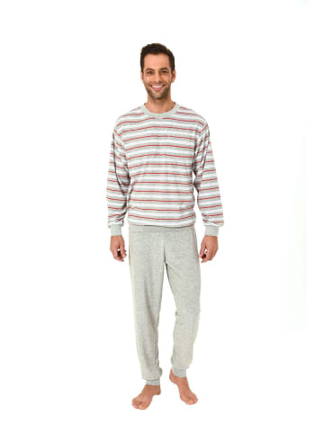NORMANN Frottee Pyjama Schlafanzug lang Bündchen grossen n - 44159 in Grau