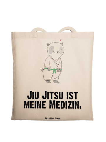 Mr. & Mrs. Panda Tote Bag Panda Jiu Jitsu mit Spruch in Creme