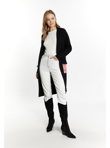 IZIA Damen Cardigan in Schwarz Mehrfarbig