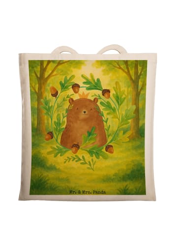 Mr. & Mrs. Panda Shopping Tasche Bär König Design ohne Spruch in Weiß