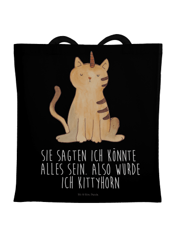 Mr. & Mrs. Panda stofftasche baumwolle Einhorn Katze mit Spruch in Schwarz