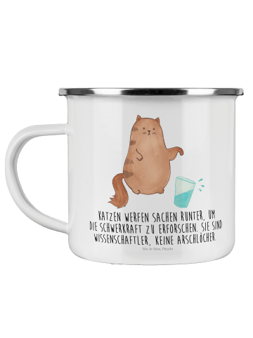 Mr. & Mrs. Panda becher emaille Katze Wasserglas mit Spruch in Weiß