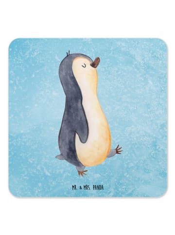 Mr. & Mrs. Panda Untersetzer für Gläser Pinguin mHerzieren ohne... in Eisblau