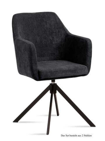 58 aufm Kessel ARMLEHNSTUHL drehbar (2er-Set) Denice 57x87x60 Schwarz/Anthrazit