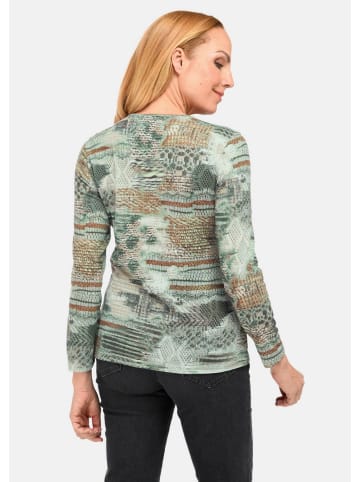 GOLDNER Strickshirt Leichtes Druckshirt mit Allover-Design in salbei / gemustert
