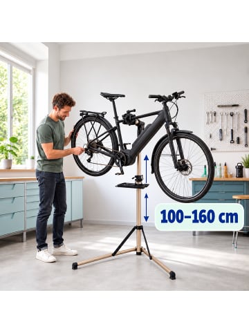 relaxdays Fahrrad-Montageständer in Gold - (B)108 x (H)170 x (T)80,5 cm