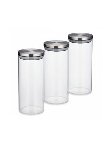 relaxdays 3x Vorratsglas in Transparent - 1,3 l