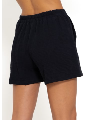 SASSYCLASSY Musselin Shorts mit breitem Bund in schwarz