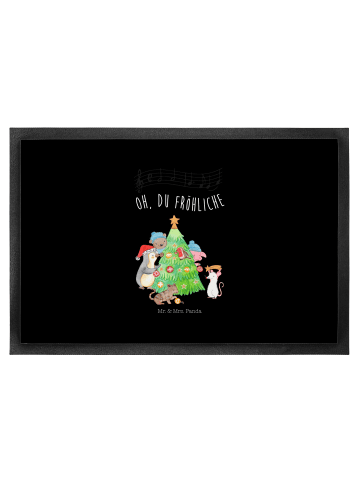 Mr. & Mrs. Panda Fußmatte Weihnachtsbaum schmücken mit Spruch in Schwarz