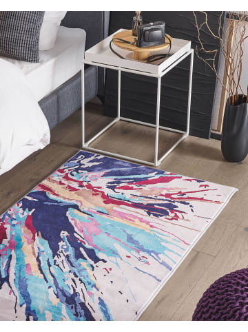 Beliani Kurzflor KARABUK in Bunt/Weiß/Blau - (W) 80 x (H) 0.5 x (L) 150 cm