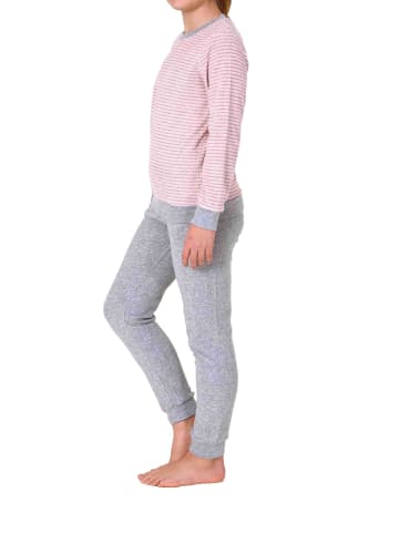 NORMANN Frottee Pyjama langarm Bündchen Schlafanzug Herz - 71575 in Rosa
