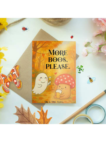 Mr. & Mrs. Panda Klappkarte Gespenst  Prost  Design mit Spruch in Weiß