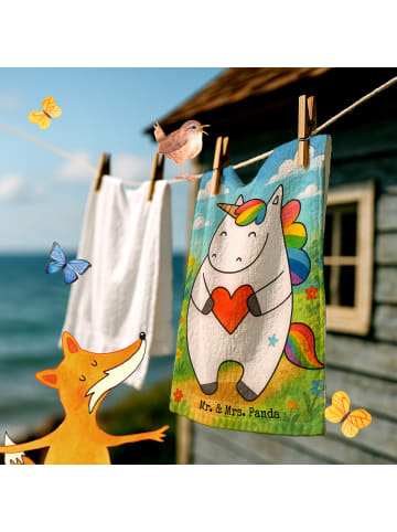 Mr. & Mrs. Panda Gästetuch Einhorn Herz Design ohne Spruch in Weiß