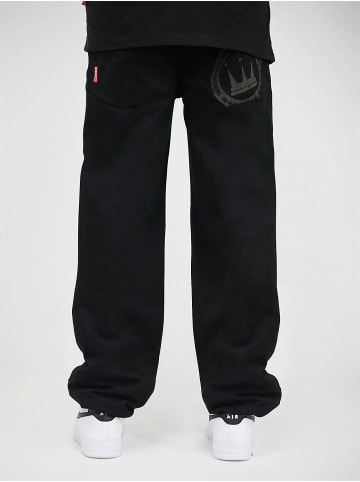 DADA Baggy Denim Loose Fit Jeans mit Coin Logo Print in Schwarz