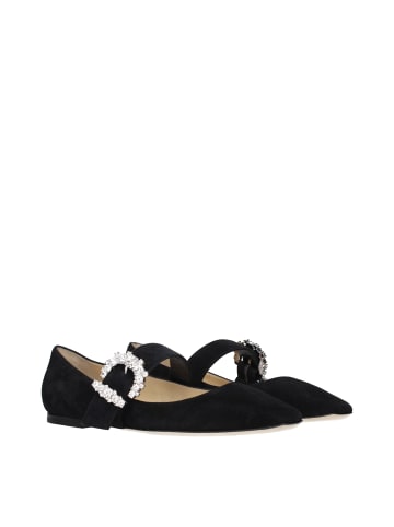 Schwarz Leder Ballerina Flache Schuhe