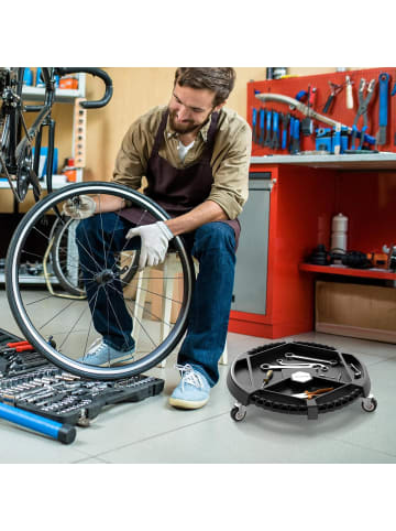 COSTWAY Rollbrett Werkstatt mit 4 Fächern in Schwarz