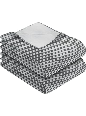 Erwin Müller Fleece Wohndecke 2er-Pack Prato in grau/silber