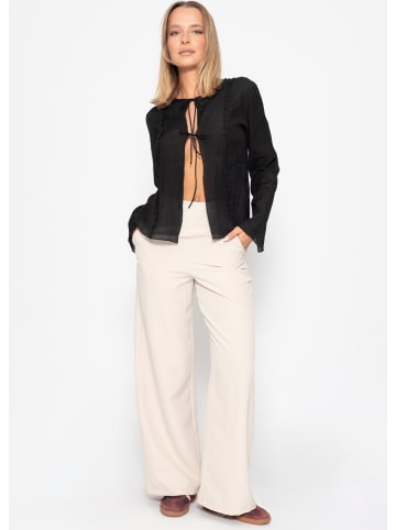 SASSYCLASSY Bluse mit Bindebändern in Schwarz