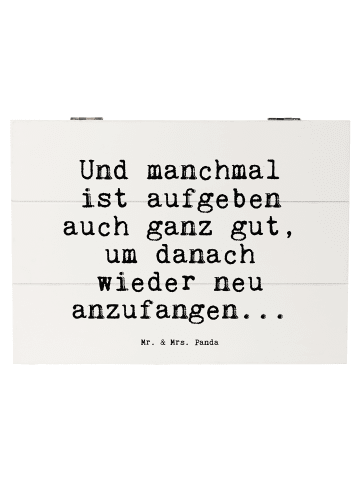 Mr. & Mrs. Panda Holzkiste Und manchmal ist aufgeben... mit Spruch in Weiß