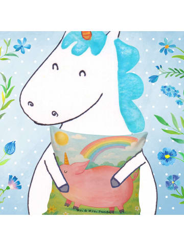 Mr. & Mrs. Panda Kissen 40x40 Einhorn Schwein Design ohne Spruch in Weiß