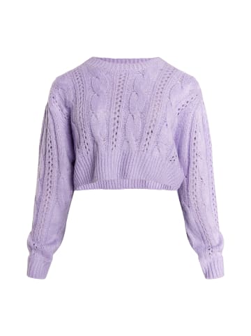 myMo Strick Cropped Pullover in Violett