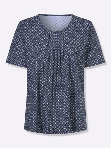 Sieh an! Kurzarmshirt in dunkelblau-weiß-bedruckt