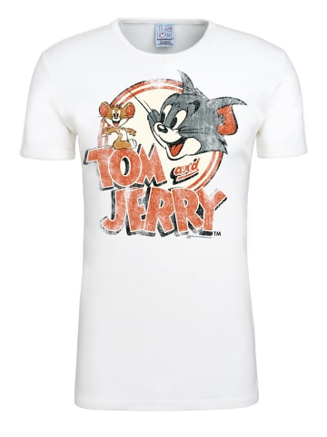 Logoshirt T-Shirt Tom & Jerry-Logo in altweiss