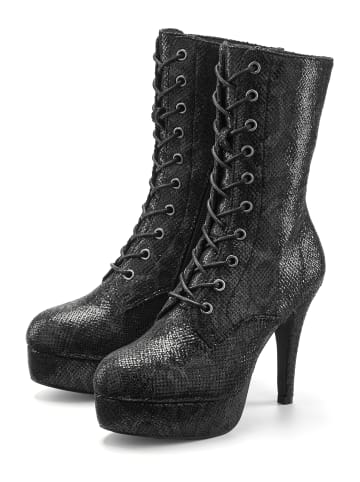 LASCANA Belle Affaire Schnürstiefelette in schwarz snake