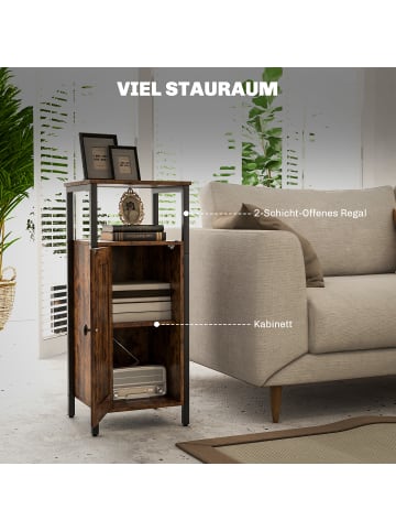 HOMCOM Beistelltisch-34L x 30B x 80H cm-Rustikal-Braun