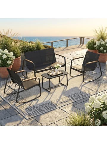 SONGMICS Gartenlounge-Set Funland in Schwarz - (B)114.5 x (H)72.5 x (T)72.5 cm