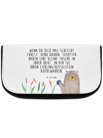 Mr. & Mrs. Panda Kosmetiktasche Otter Stein mit Spruch in Weiß