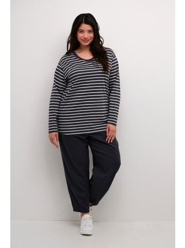 KAFFE curve Langarm-Shirt KCwinni Loose fit in Black Oyster/Ant. White Stripe