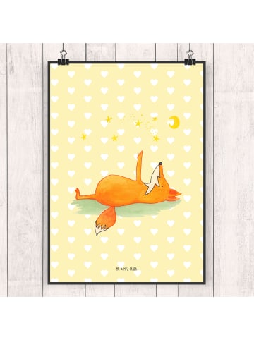 Mr. & Mrs. Panda Poster Fuchs Sterne ohne Spruch in Gelb Pastell